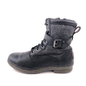 UGG Kesey Black Leather Winter Boots 6